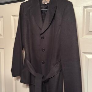LeSuit Jacket with Belt and Pants. Color - Black